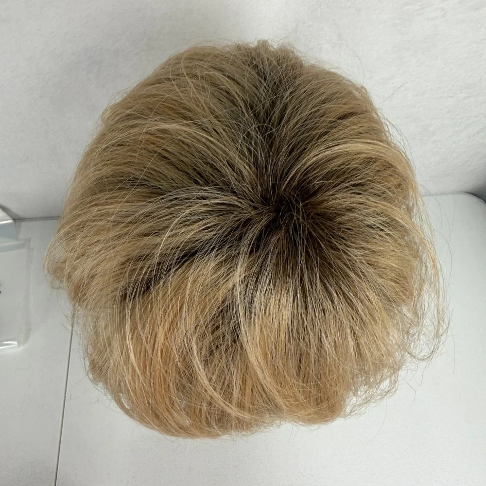 Pixie Cut Short Blonde Wig Layered Rooted Modacrylic Fiber Natural Style Classic